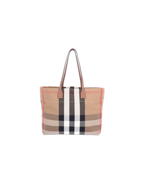 LL MD LONDON TOTE CHK BIN BURBERRY | 80840471/TAUPE BROWN IP CHECK